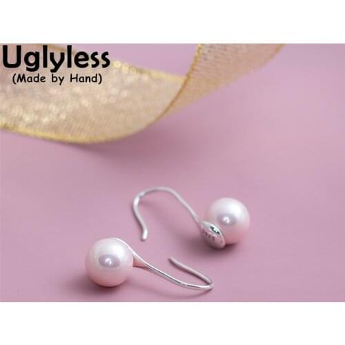 Uglyless Korean Designer Sweet Candy Pearls Earrings for Women Real 925 Silver Earrings Glossy Silver Pearls Brincos Fashion