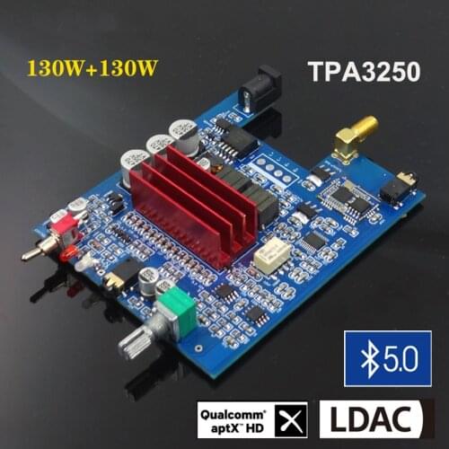 130W+130W APTX-HD LDAC TPA3250 Bluetooth 5.0 PCM5102A High Power Amplifier 2.0 Channel Hifi Stereo Class D Audio Digital Amp