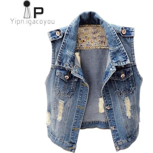 Vintage Autumn Denim Vest Women 2020 New Harajuku Jeans Female Short Waistcoat Plus Size Slim Sleeveless Jacket Ladies Tide 5XL