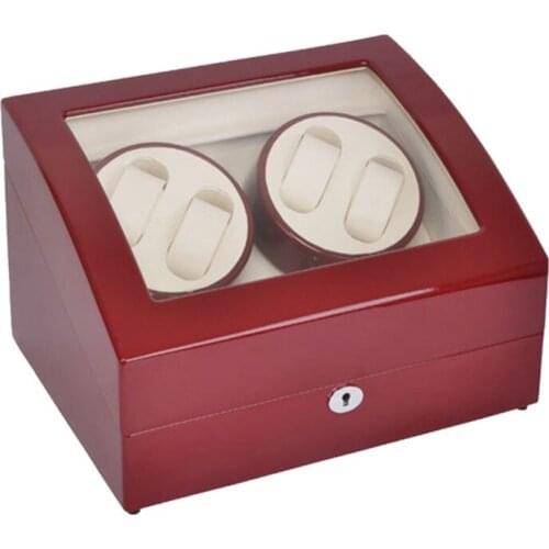 Watch Winder ,LT Wooden Automatic Rotation 4+6 Watch Winder Storage Case Display Box (Outside is red and inside is white)