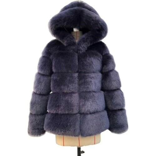 Winter Thick Warm Faux Rabbit fur Coat Women Plus Size Hooded Long Sleeve Faux Fur Jacket Luxury Winter Fur Short Outerwear 3095