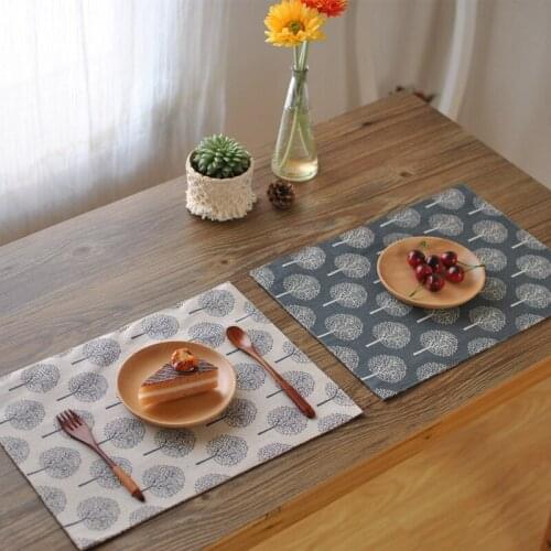 1pcs Japanese Style Placemat Vintage Retro Linen Dining Table Mats Napkins Simple Design Tableware Kitchen Accessories