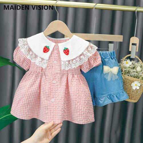 Toddler Kid Baby Girls cute Plaid Clothes Sets Shrit+Shorts 2pcs Girls Outfits Newborn infant Summer Fashion Clothing 0-4Years