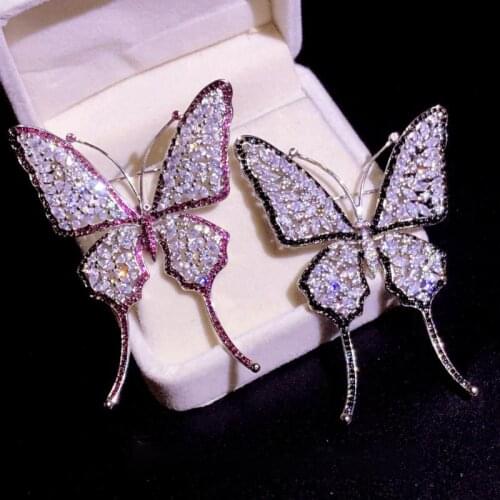 40x58mm Mixed Color gold plated Cz micro butterfly brooch
