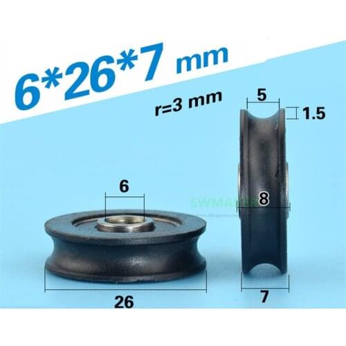 6*26*7mm 626RS non-standard bearing, nylon roller bearing pulley package, POM construction machinery door / window drawer wheel