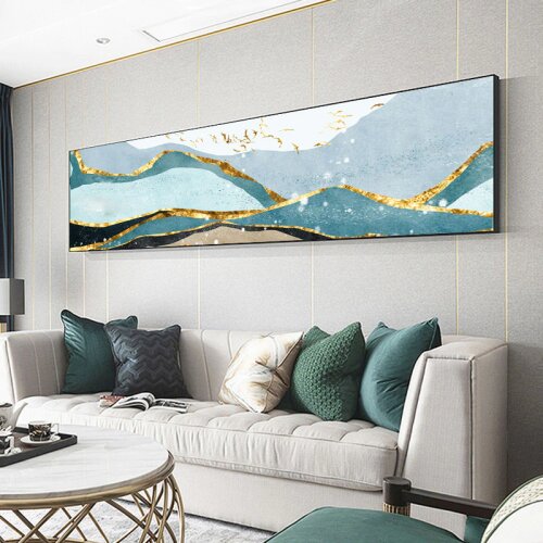 Abstract Canvas Painting Big Size Wall Picture for Living Room Decor Golded Green Landscape Painting Modern Wall Picture Posters