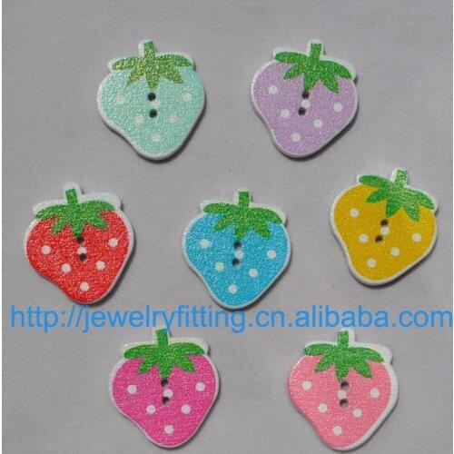 Free shipping!Accessory for Childrens Clothing,Mix Color Cartoon Wooden Button,Cartoon Strawberry