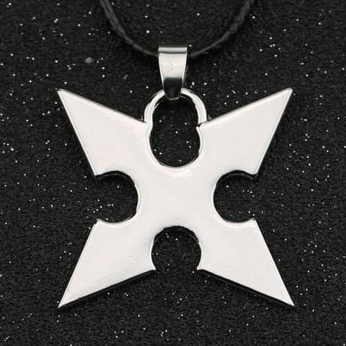 Kingdom Hearts Necklace Sora Roxas Shuriken Dart Weapon Silver Color Pendant Fashion New Hot Game Jewelry Men Women Wholesale