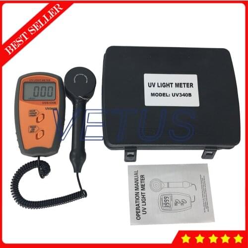 UV340B Digital UV intensity meter with 280~380nm UV Lux/Light Meter UVA UVB Detector Tester