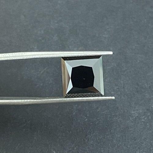GRA 5x5MM 0.8 Carats Black Lab Grown Princess Cut Moissanite Gemstone Square Loose Diamond Stone