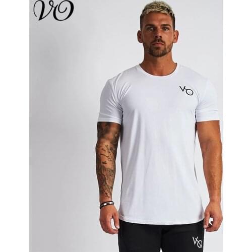 Summer new mens T-shirt jogger cotton fitness fashion sportswear streetwear mens casual short-sleeved round neck top