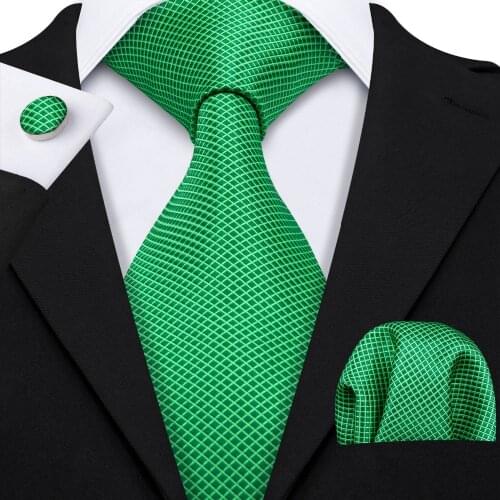 2019 Barry.Wang New Green Pliad 100% Silk Fashion Tie Gifts For Men Wedding Party Business Luxury Brand Neckties Sets LS-5130