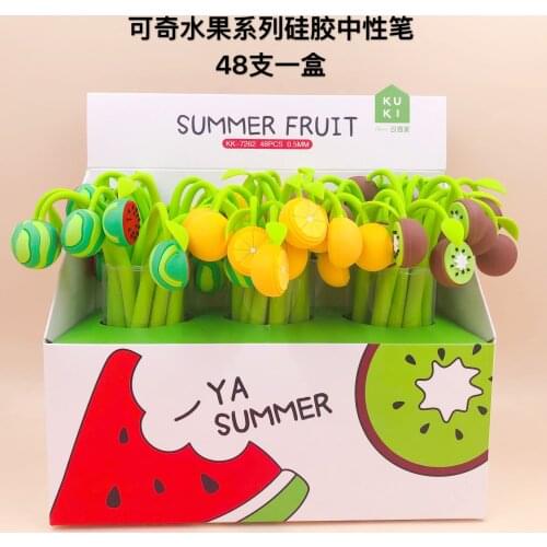 48pcs Gel Pens fruit Kiwi / Watermelon black colored gel-inkpens for writing Cute stationery office school supplies 0.5mm