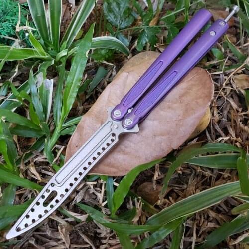 III 3 Butterfly in Knife Trainer knife Titanium Handle D2 blade Bidirectional KVT bearing Outdoor Camping Knife EDC tool