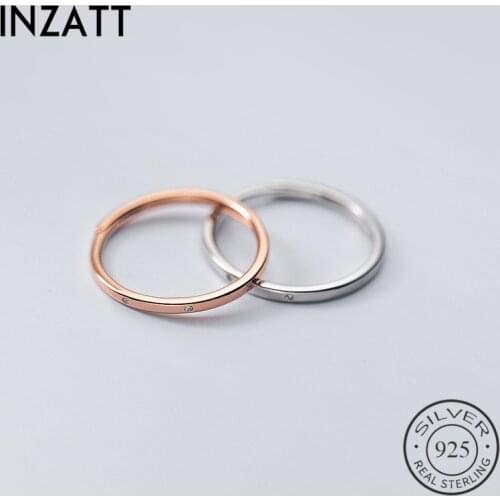 INZATT Real 925 Sterling Silver Zircon Round Adjustable Ring For Fashion Women Fine Jewelry Hiphop Minimalist Accessories
