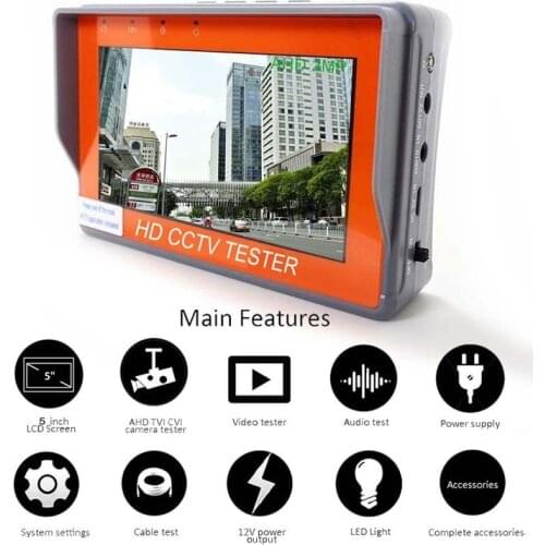 IV5LED Light Power Supply 5Inch 8MP CCTVCamera 12V1A AHD TVI CVI Monitor PTZ Support PAL/NTSC Standard Video Signal CVBS Testing