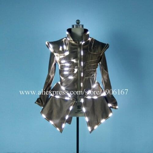 Cool Led Luminous Party Dress LED Light Up Growing Stage Performance Sexy Women DJ Singer Dancers Ballroom Costume