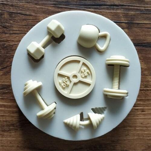 KUXSE Sports Fitness Workout Exercise Dumbbell Silicone Mold DIY Fondant Cake Decorating Tools Candy Chocolate Gumpaste Mould