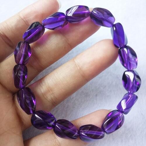 Natural Fashion Glamour Purple Can Adjust Crystal Bracelet Men and Women Flat Bead Along