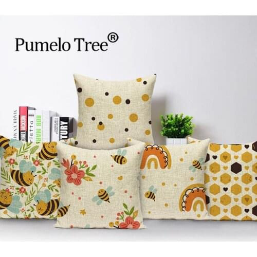 Animal Pillowcase Bee Printing Pillow Cover Home Decor Cushion Cover Throw Pillow Covers 45x45cm Car Pillow Case Sofa Decoration