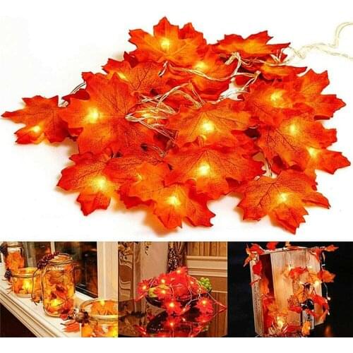2020 New Fall Decorations 10/20 LED Artificial Maple Leaves Autumn Home Decor Halloween Decoration Garland String Light