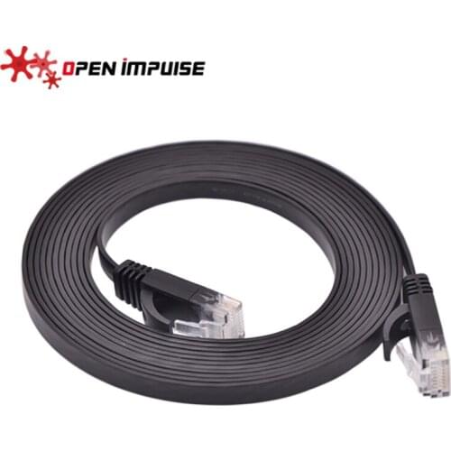 New 5M CAT6 CAT 6 Flat UTP Ethernet Network Cable RJ45 Patch LAN Cord Black Color High Quality