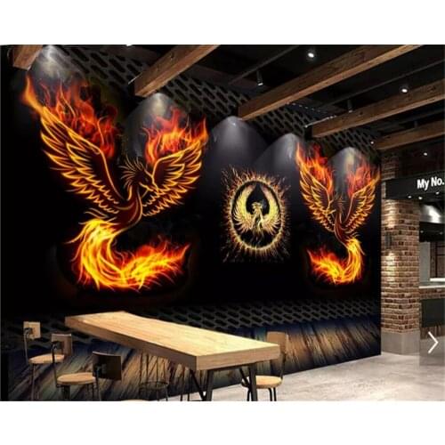 Beibehang papel de parede 3d wallpaper 3d on the wall Custom Dream Fire Phoenix Bar Nightclub Tooling Wall papier peint mural 3d