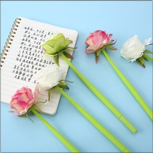8 Pcs Creative Simulation Rose Flower Silicone Gel Pen School Office Stationery Valentines / Teachers' Day Gift