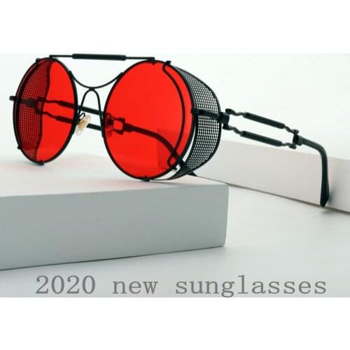 2020 Fashion Vintage Cool Round Style Gradient Sunglasses Men Classic Brand Design Metal Frame Women Red Sun Glasses UV400 NX