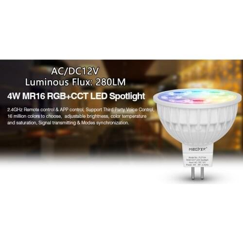 FUT104 MR16 4W LED Bulb led Lamp Light Dimmable RGB Warm White White (RGB CCT)Spotlight ,AC/DC12V,2700K~6500K,250LM~280LM,70LM/W