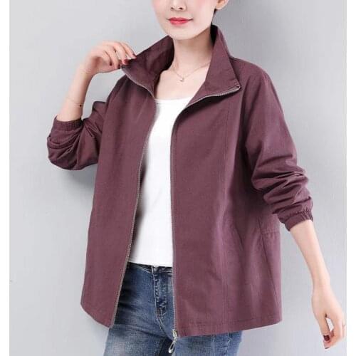 Womens Trench Coat Large Size Loose Casual Tops Middle-aged Mother Short Windbreaker Spring Autumn Basic Outwear Overcoat W219