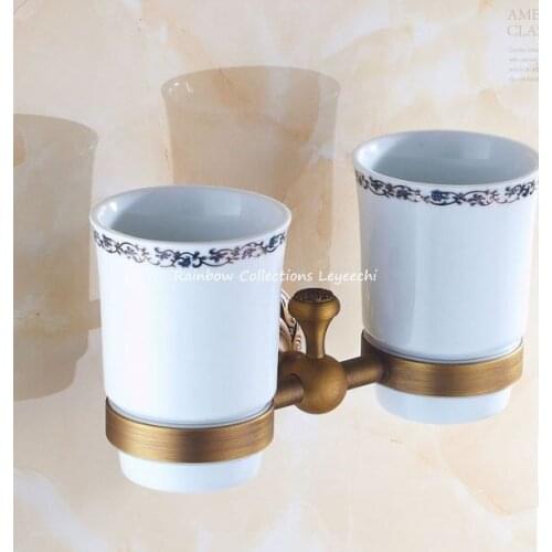 High Quality copper toothbrush tumbler&cup holder Accessories Luxury European style wall mount bath product