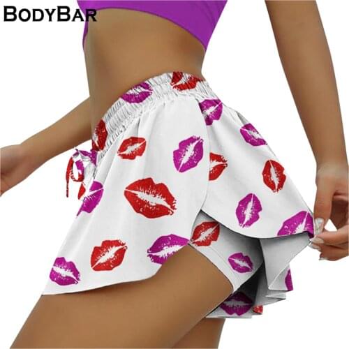 Lip Print Anti-fade Shorts Ladies Summer Leggings Culottes Fashion Letters Leopard Mini Shorts For Female Drawstring S-2XL Pants