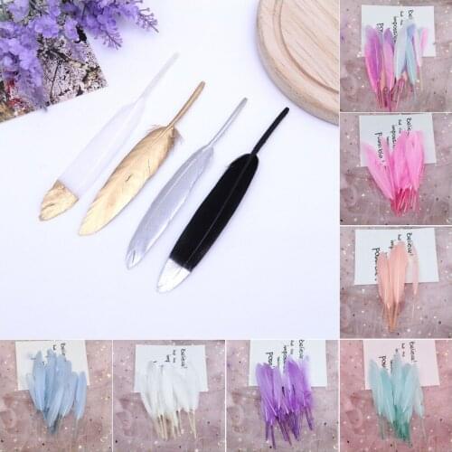 Gold Silver White Pink Goose Feathers 10-15cm/4-6inches Feathers for Crafts Decoration Accessories Plume Wedding Decoration