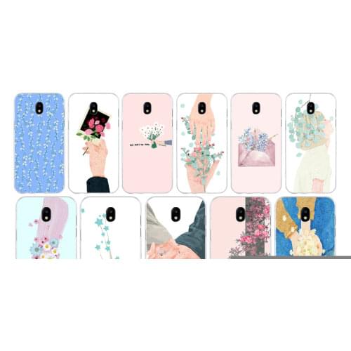 84AA Art Flower gift Soft Silicone Tpu Cover phone Case for Samsung Galaxy J3 J5 2016 2017 case