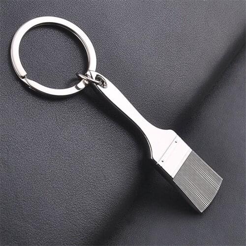1 Pcs Metal brush tool keychain fashion zinc alloy key ring man car key chains keyring factory wholesale retails