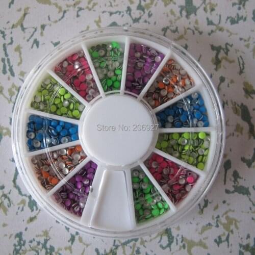 1PC OD-40 3D 2MM Neon Color Round Metal Decoration in wheel Shiny Nail Decoration Lovely Outlooking