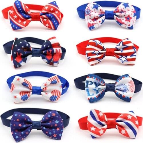 100pcs Independence Day Pet Dog Bow Ties 4th of July Puppy Dog Bowties Neckties Dog Grooming Accessories Pet Supplies