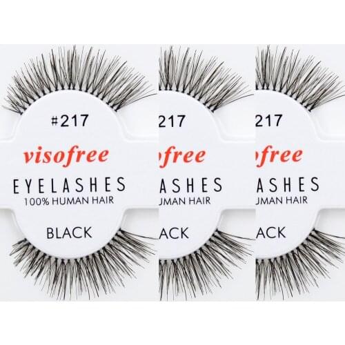 12 pairs/lot Visofree Eyelashes 100% Human Hair Handmade False Eyelashes Messy Nature Eye Lashes #217 maquiagem