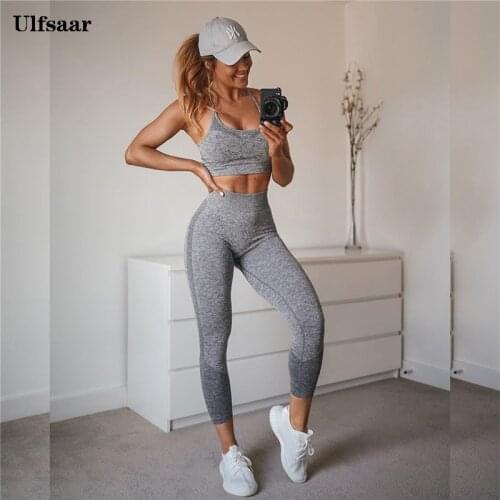 2 Piece Seamless Bra Suits Women Gym Sports Bra Seamless High Waist Leggings Set Workout Clothes Suit Women Fitness Wear Set