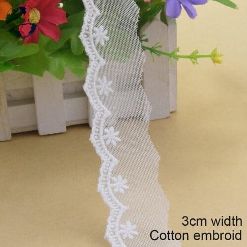 20yards 3cm wide Cotton embroid lace sewing ribbon guipure trim wedding lace DIY Garment Accessories french doll lace#3947