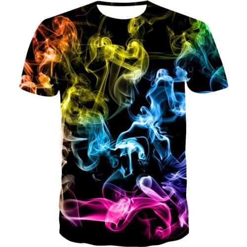 2020 new couple Tshirt Europe and United States loose mens T-shirt fashion 3D smoke printing sets of men/women short sleeve tee