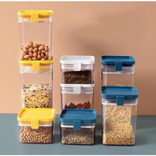 3PCS Dried Fruit Storage Tank Grains Sealed Cans Kitchen Transparent Moisture-Proof Rice Bean Storage Box 500ML/1000ML/1600ML