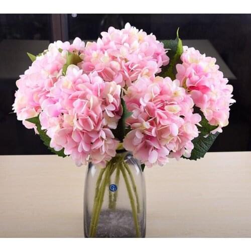 47cm Artificial Hydrangea Flower Head Fake Silk Single Real Touch Hydrangeas Wedding Centerpieces Home Party Decorative Flowers