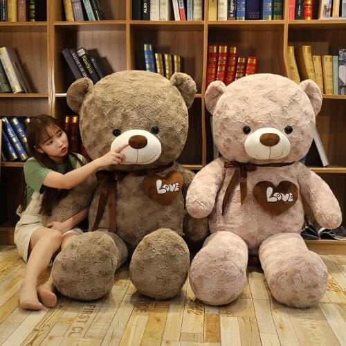 80cm Hug Love Dressing Large Brown Teddy Bear Plush Stuffed Toy for Children Girlfriend Kids Baby Birthday Gifts Decoration