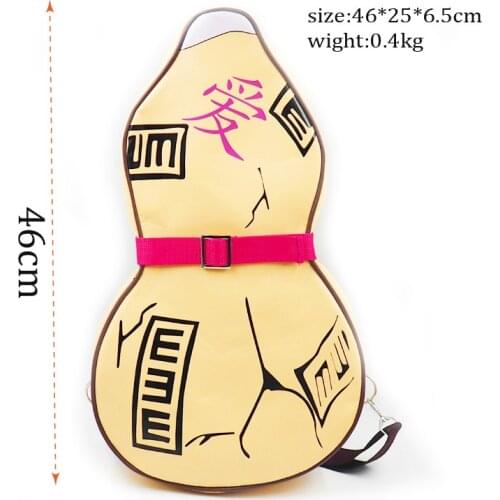 Anime Naruto Gaara Cosplay Gourd style pu leather Backpack Canvas Sling double Shoulder Bag Soft Satchel Small Kid Student Purse