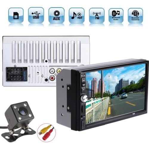 2 Din Car Video Player 7 inch Touch Screen Multi Fuctuon Dual Core MP5 Player Rear View Camera with FM Blutooth Free Shipping