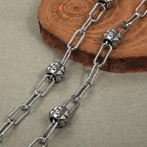 Womens Girls Beaded Charm Necklaces Stainless Steel Paperclip Link Chain For Men Boys Fashion Jewelry Gifts 20inch DDN283