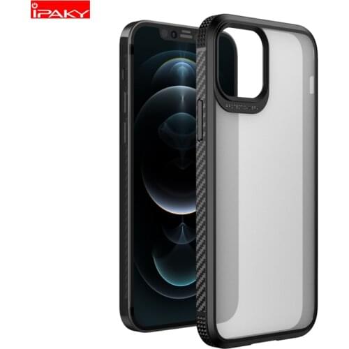 IPAKY for iPhone 11 12 Pro Case X XR XS MAX Carbon Fiber Bumper Frosted Transparent Airbag Case for iPhone 11 12 Pro Max Case
