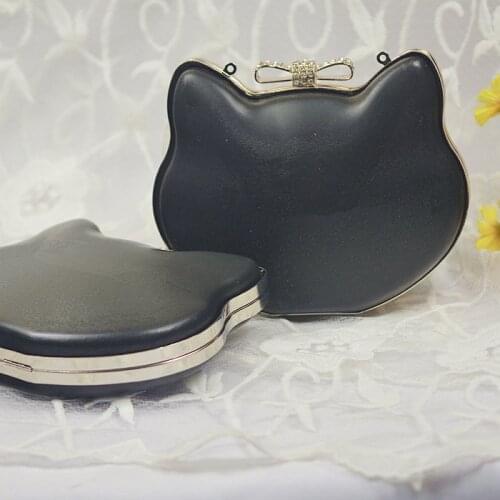 Cat Shape Black Plastic Box Clutch Handle Metal purse frame Accessories for restoring ancient Bag Purse Frames Handles Drop ship